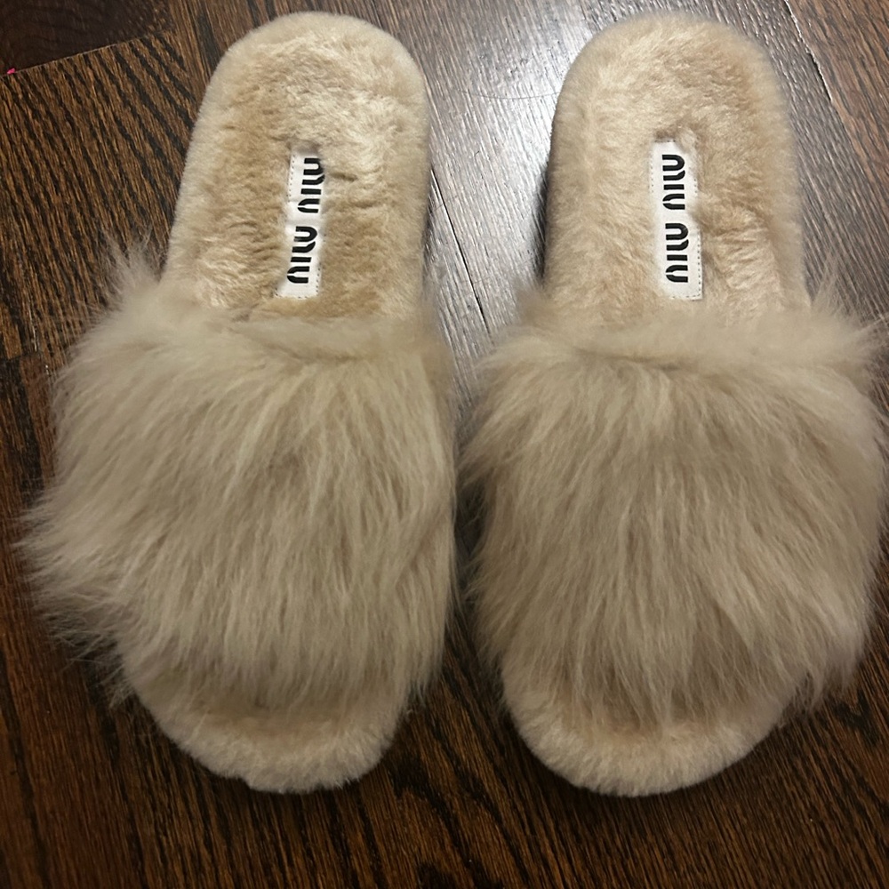 Miu Miu Faux Fur Plush Sandal